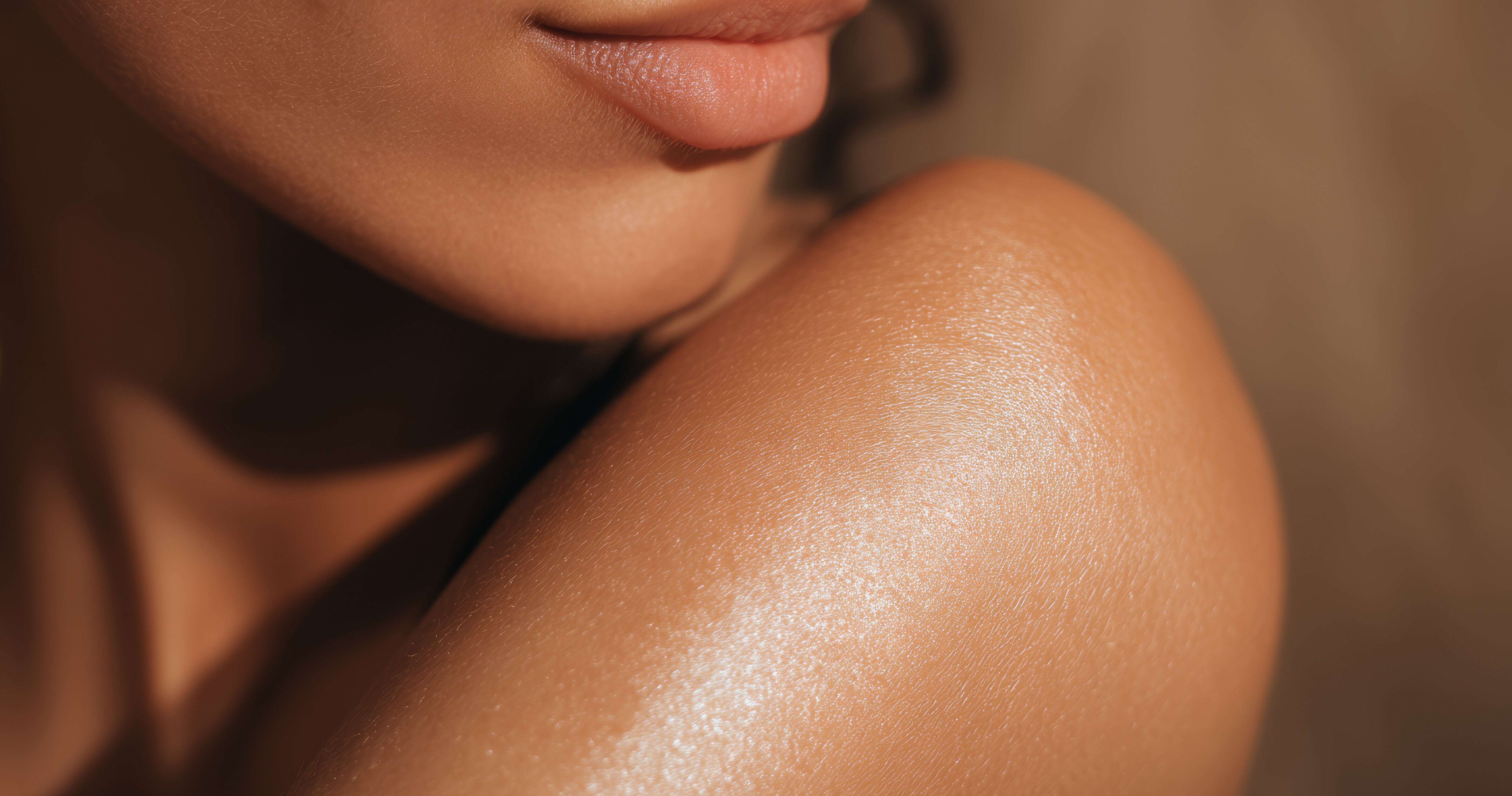 Radiant glowing skin texture macro for beauty and skincare concepts